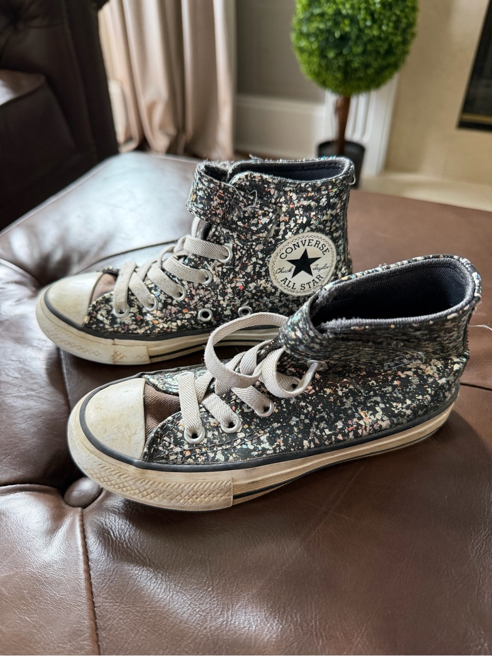 Converse Kids Black Multi Glitter High-Top Sneakers
